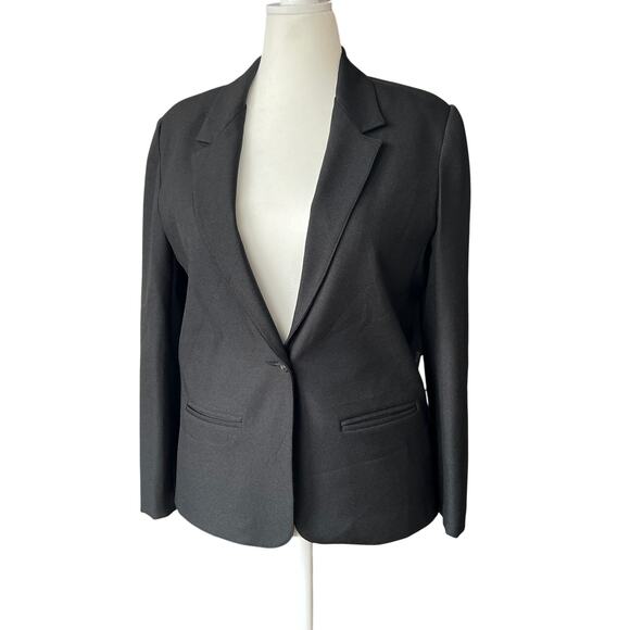 Vintage Jackets & Blazers - Vintage Cambridge Structured Black Single Button Blazer Women's Size 14 Career